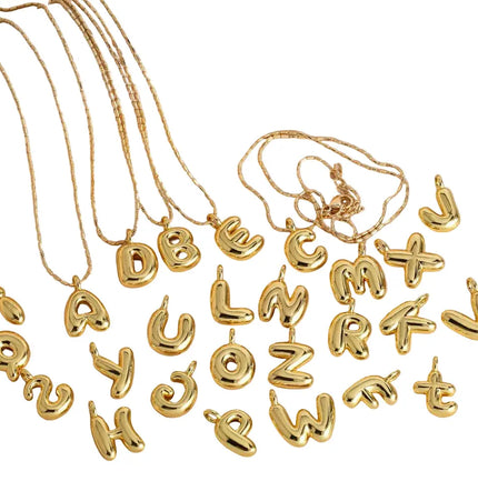 Gold Initial Letter Necklace – 26 Alphabet Pendant null