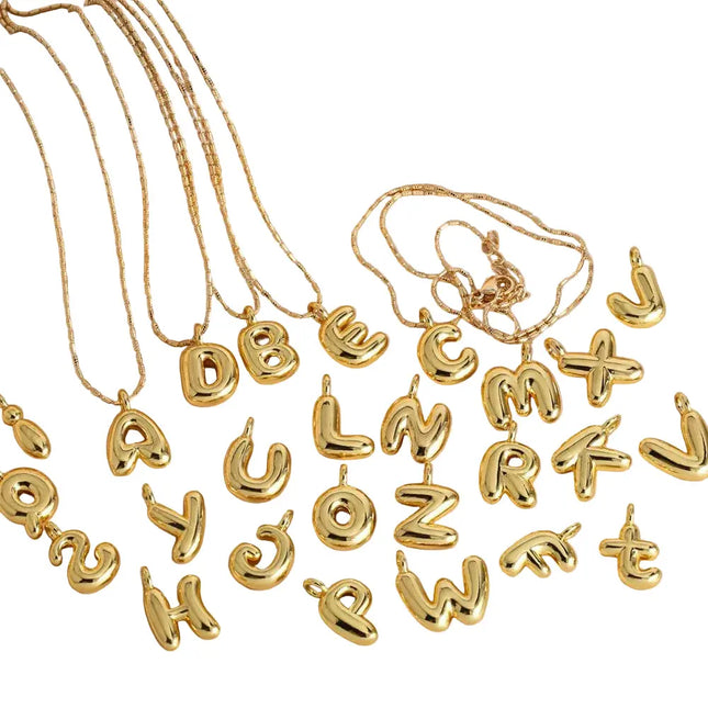 Gold Initial Letter Necklace – 26 Alphabet Pendant null