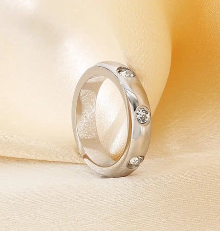 18K Gold Plated Diamond Studded Ring | Titanium Steel Waterproof Ring Wholesale null