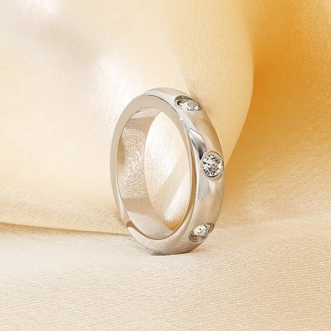 18K Gold Plated Diamond Studded Ring | Titanium Steel Waterproof Ring Wholesale null