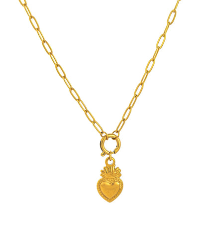 Heart Pendant Necklace – 18K Gold Plated Titanium Steel null