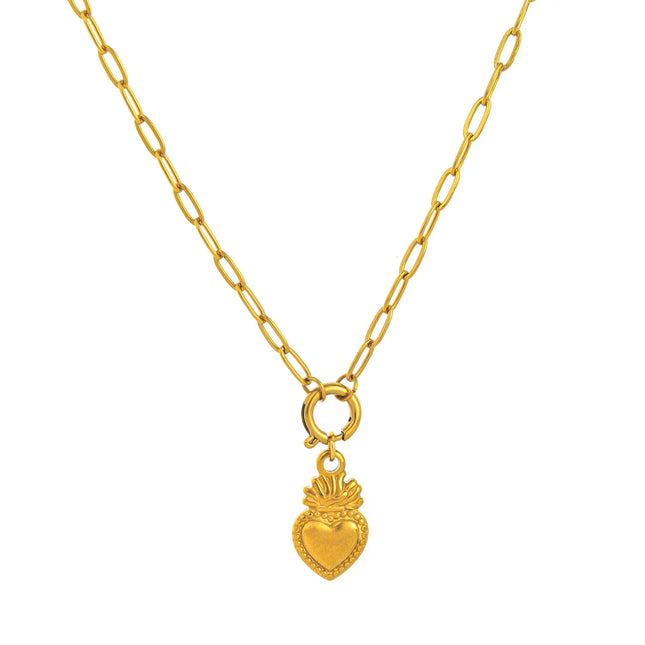 Heart Pendant Necklace – 18K Gold Plated Titanium Steel null