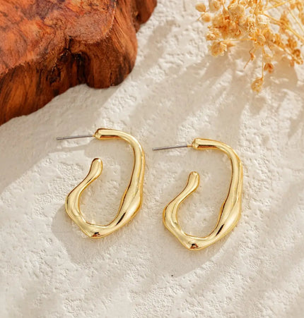 Minimalist Irregular Hoop Earrings for Women | Wholesale Metal Earrings null