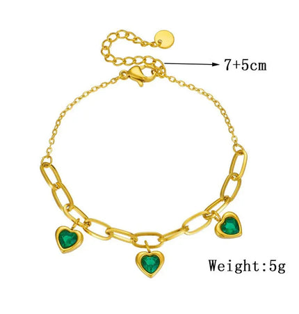 Vintage Gold Plated Heart Charm Chain Bracelet null