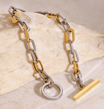Stainless Steel Color-block Bracelet High-end And Niche-style Chain null