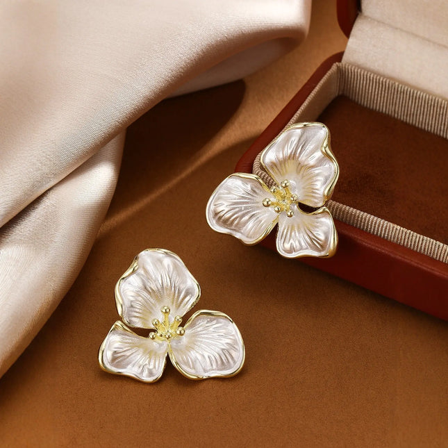 Elegant Petal Flower Earrings for Women | Vintage Floral Statement Earrings null