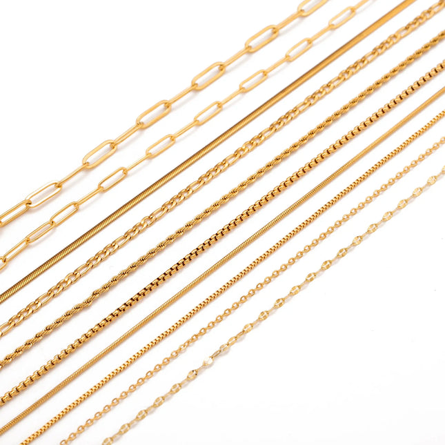 Stainless Steel 18K Gold Plated Chain Accessories – Base Chains for Personalized Jewelry null