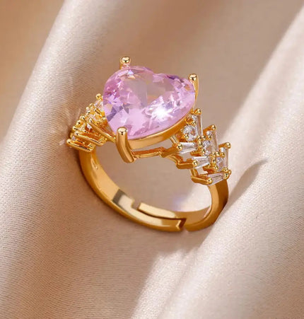 Mild Luxury Retro 18K Gold Plated Emerald Love Ring null