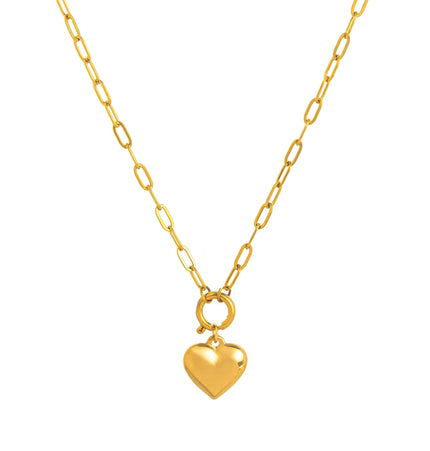 Heart Pendant Necklace – 18K Gold Plated Titanium Steel null