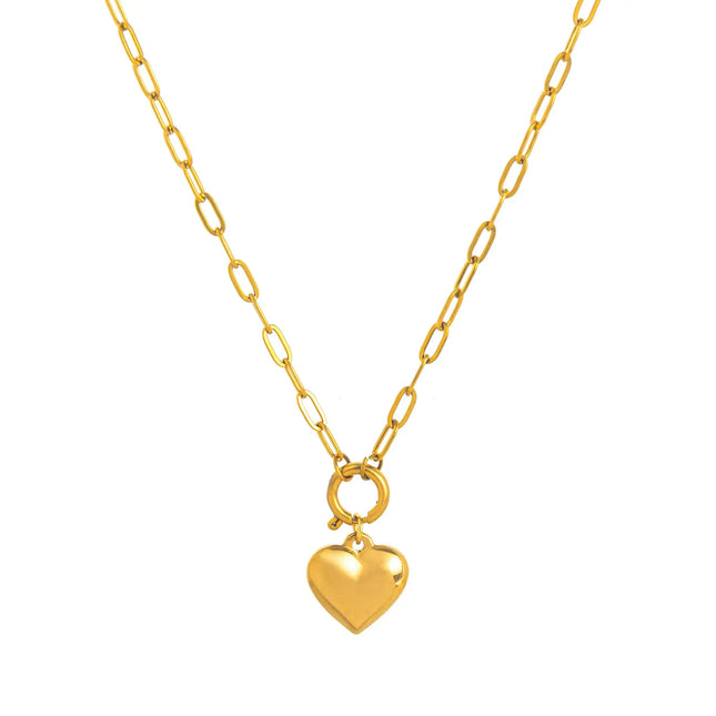 Heart Pendant Necklace – 18K Gold Plated Titanium Steel null