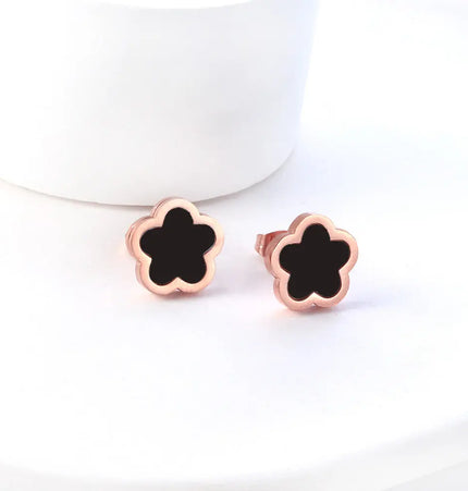Minimal Flower Stainless Steel Stud Earrings null