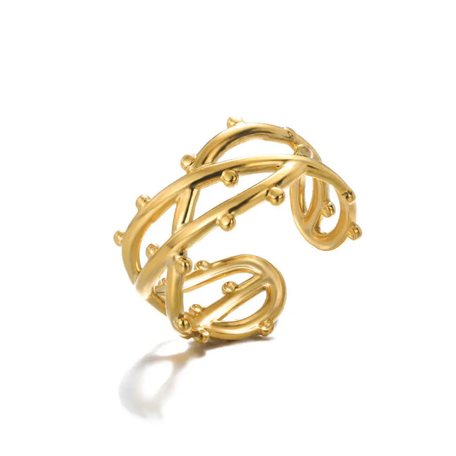 Stainless Steel Geometric Hollow Adjustable Ring null