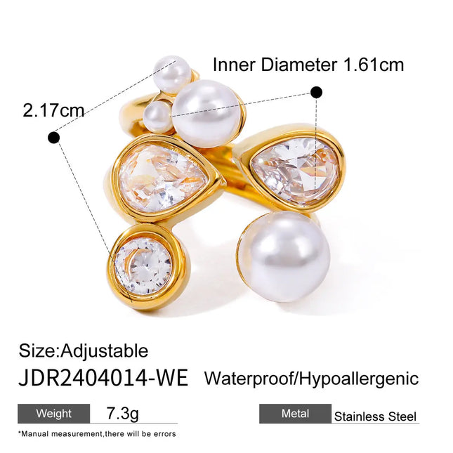 Pearl Statement Ring – Gold Plated Stainless Steel null