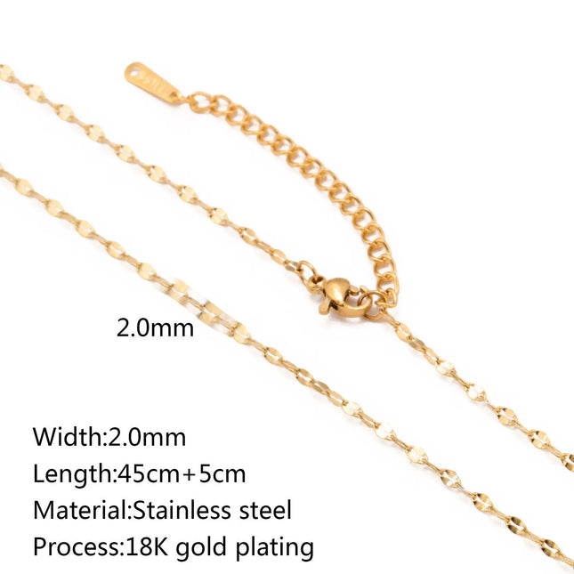 Stainless Steel 18K Gold Plated Chain Necklace – Base for Personalized Jewelry null