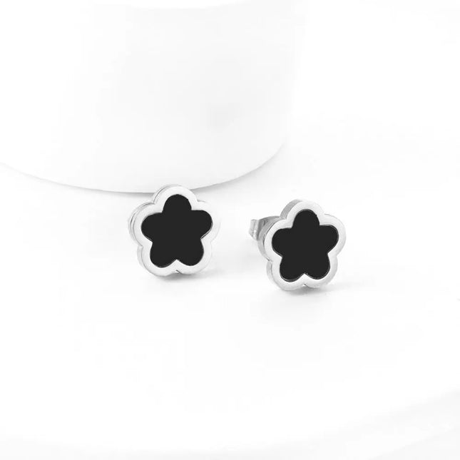Minimal Flower Stainless Steel Stud Earrings null