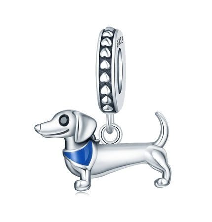 DIY Bracelet Ornament 925 Sterling Silver Sausage Dog Pendant null