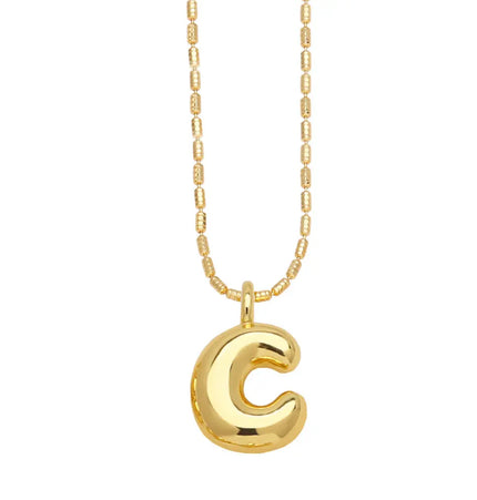 Gold Initial Letter Necklace – 26 Alphabet Pendant null
