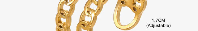 Gold Chain Adjustable Ring in Stainless Steel null