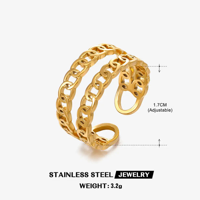 Gold Chain Adjustable Ring in Stainless Steel null