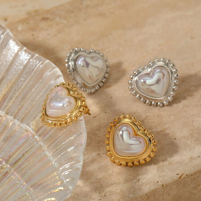 316 Stainless Steel Heart Stud Earrings | Waterproof Love Earrings Wholesale null