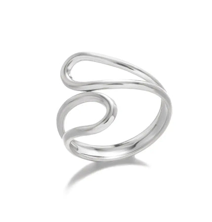 Stainless Steel Geometric Hollow Adjustable Ring null