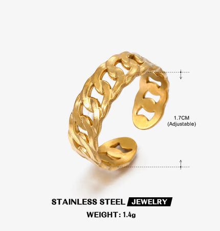 Gold Chain Adjustable Ring in Stainless Steel null