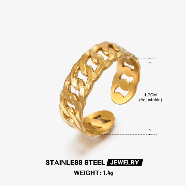 Gold Chain Adjustable Ring in Stainless Steel null