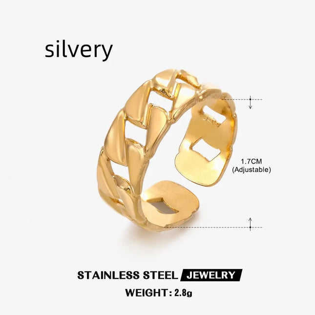 Gold Chain Adjustable Ring in Stainless Steel null