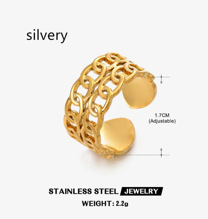 Gold Chain Adjustable Ring in Stainless Steel null