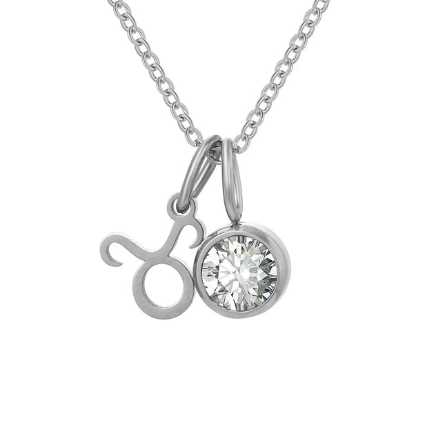 Constellation Zircon Birthstone Necklace – Stainless Steel null