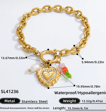 18K Gold Plated Stainless Steel Sun & Heart Charm Necklace null