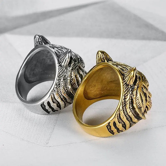 Men’s Tiger Head Ring Stainless Steel | Bold Vintage Statement Ring Waterproof null