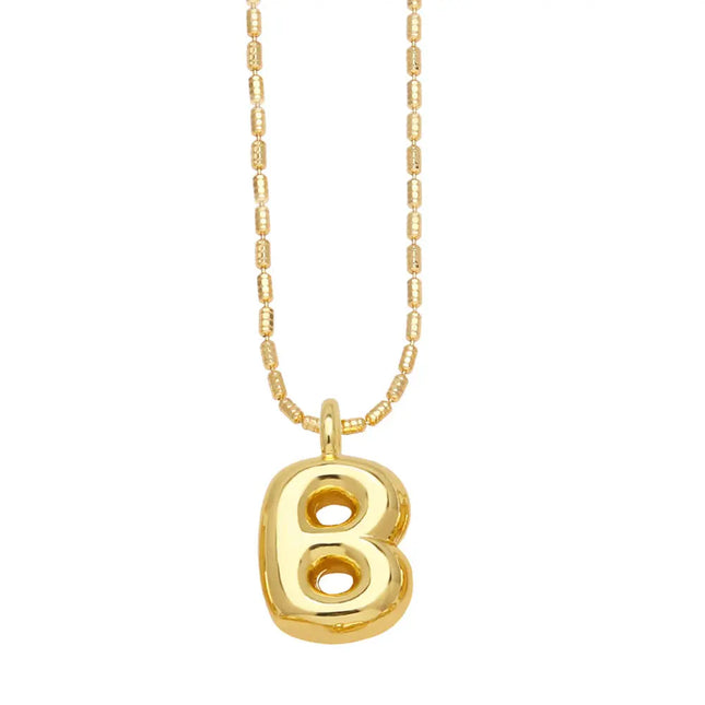 Gold Initial Letter Necklace – 26 Alphabet Pendant null