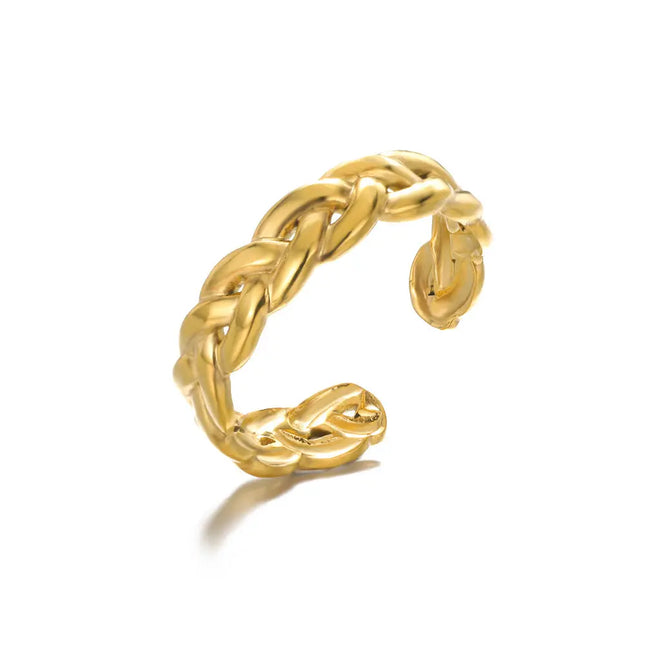 Stainless Steel Geometric Hollow Adjustable Ring null