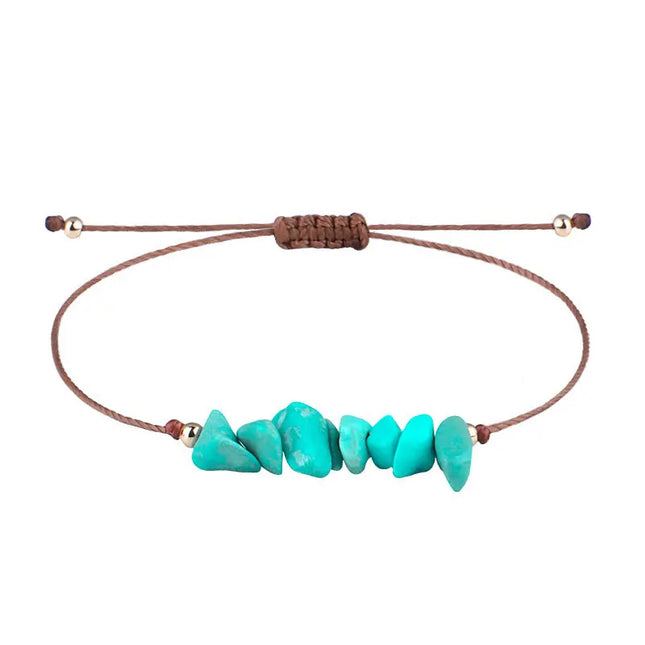 Irregular Raw Stone Woven Wax Line Bracelet null