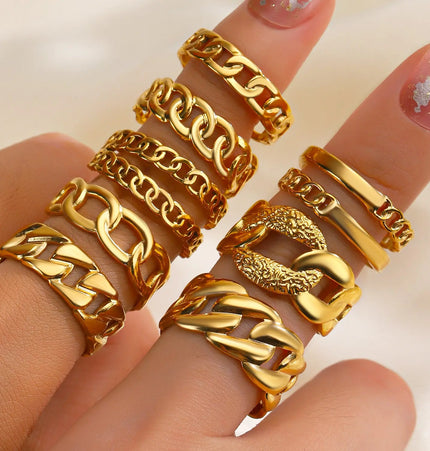 Gold Chain Adjustable Ring in Stainless Steel null