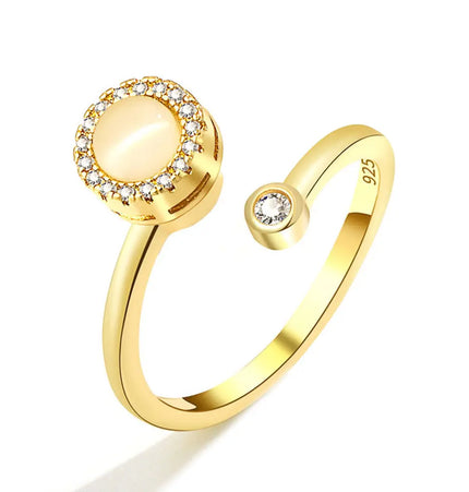Opal Spinning Ring for Women – Geometric Open Metal Ring null