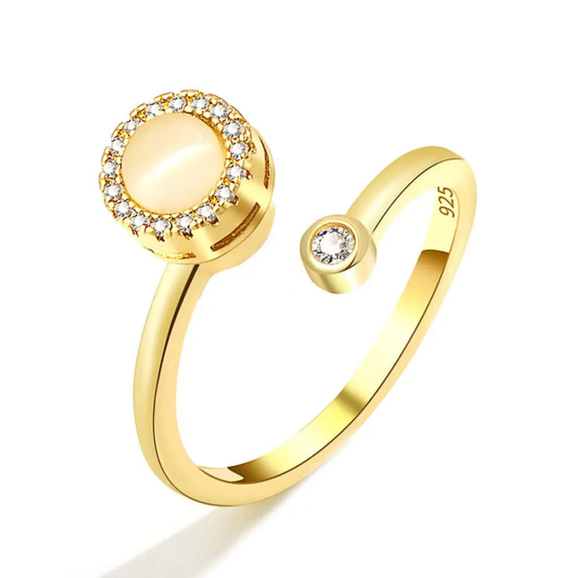 Opal Spinning Ring for Women – Geometric Open Metal Ring null