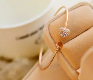 Jewelry Full Diamond Heart-shaped Love Bracelet Opening null