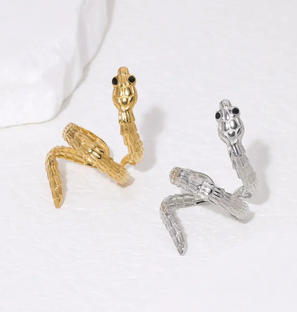 Snake Stainless Steel Adjustable Ring – French Texture Design null