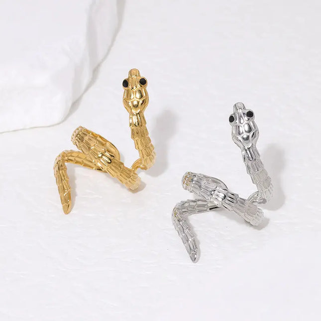 Snake Stainless Steel Adjustable Ring – French Texture Design null