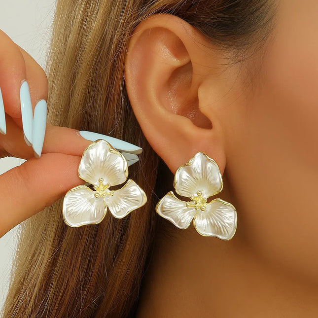 Elegant Petal Flower Earrings for Women | Vintage Floral Statement Earrings null