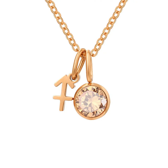 Constellation Zircon Birthstone Necklace – Stainless Steel null