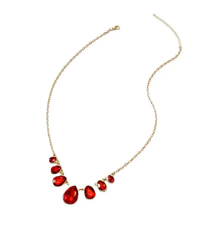 Elegant red crystal drop necklace null