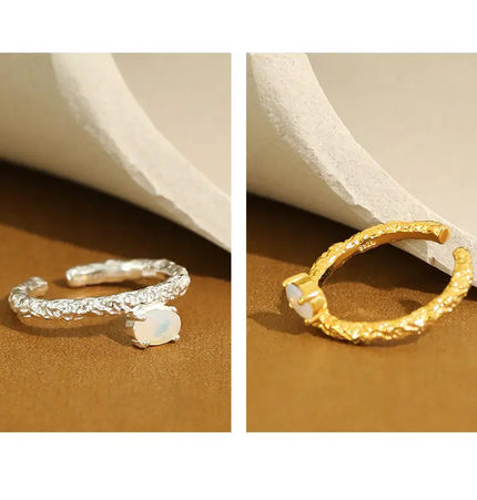 925 Sterling Silver Textured Adjustable Ring null