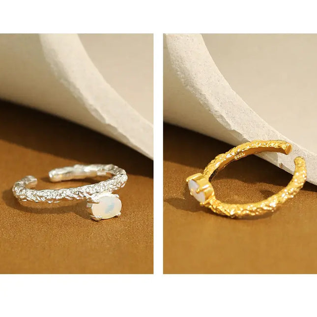 925 Sterling Silver Textured Adjustable Ring null