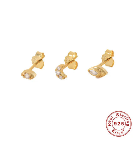 925 Sterling Silver Twin Stud & Hoop Earrings Set null