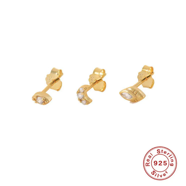 925 Sterling Silver Twin Stud & Hoop Earrings Set null