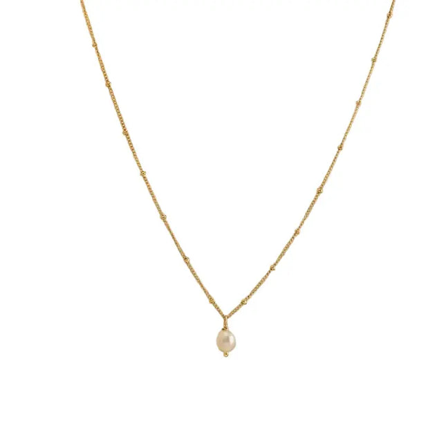 18K Stainless Steel Pearl Drop Necklace null