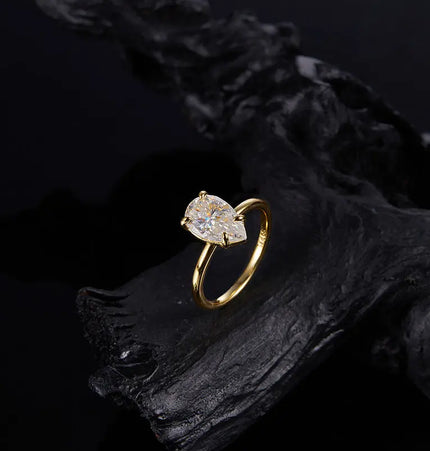 Pear Cut Moissanite Ring in 925 Sterling Silver null